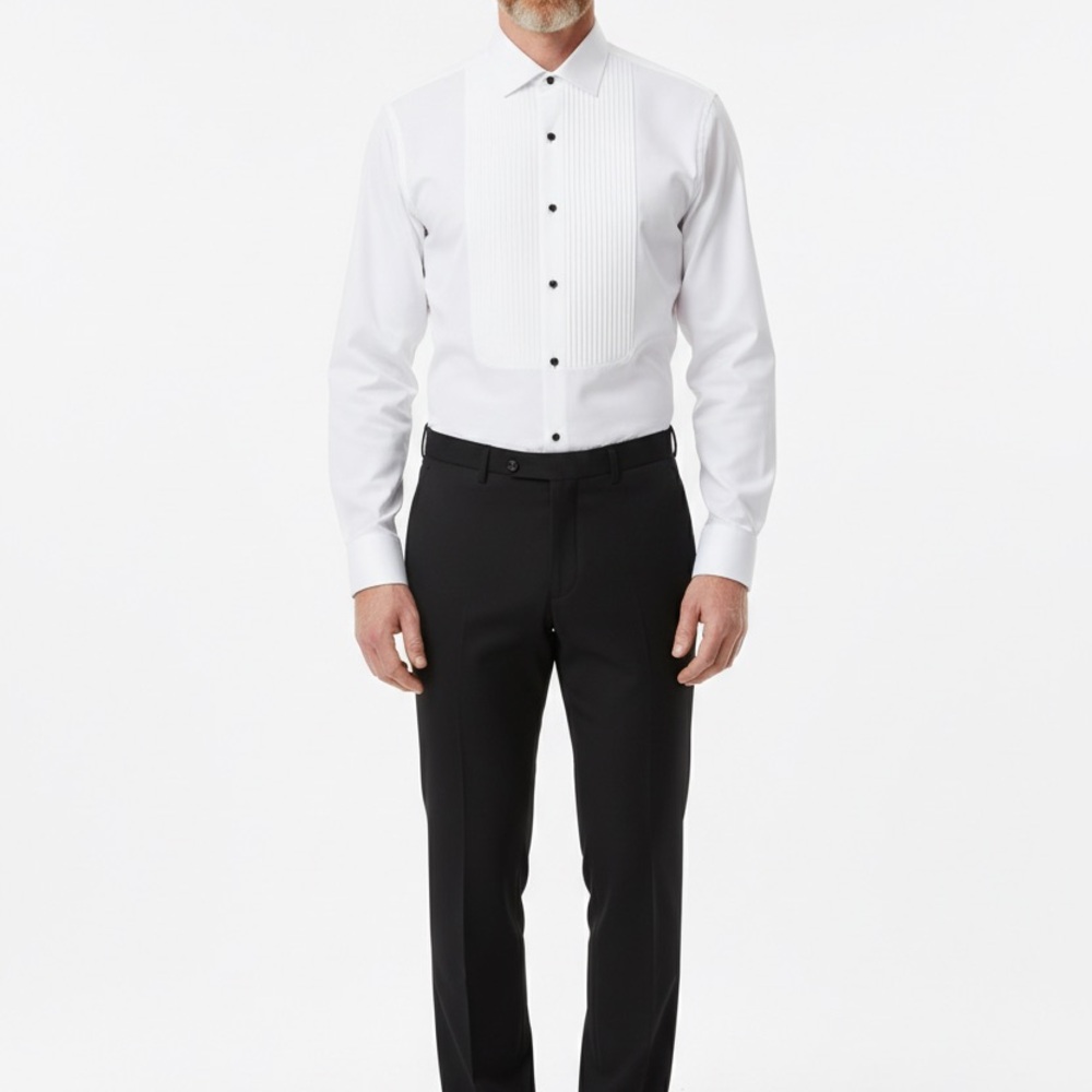 Fahizo Wing Collar Tuxedo French Sleeve Cutt Men's Classic White Dress Shirt